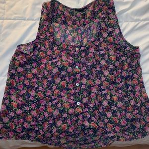 Mesh floral blouse tank top